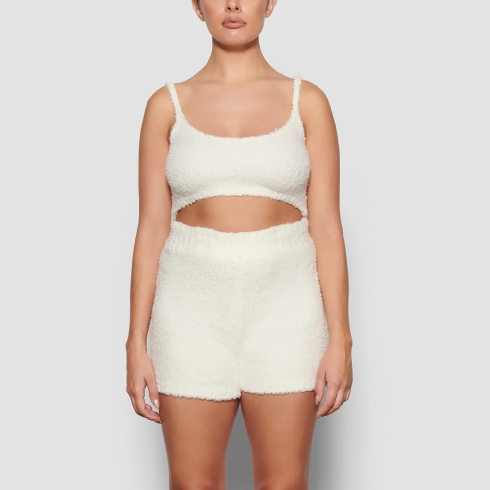 Urban Outfitters Out From Under Skims Cozy Knit Bralette & Boucle Shorts Set